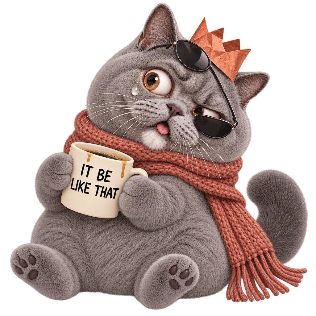 Paranoid cat with crooked shades guarding its mug
