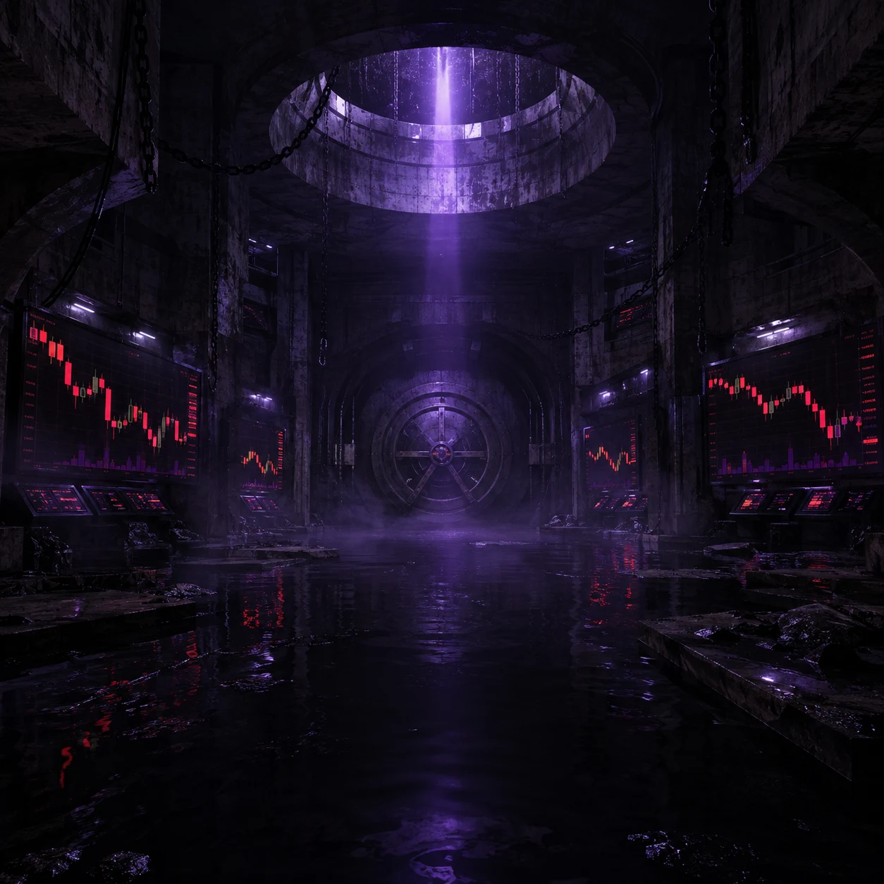 Dark flooded crypto trading vault